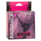 Radiance Black Rhinestone Crotchless Thong with Adjustable Straps and Stretchy Waistband Lingerie & Sexy Apparel